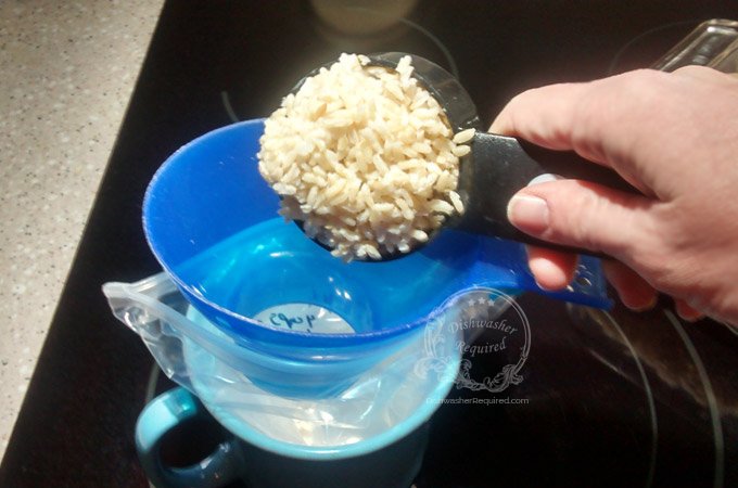 Use a canning funnel to make freezing rice in bulk easier