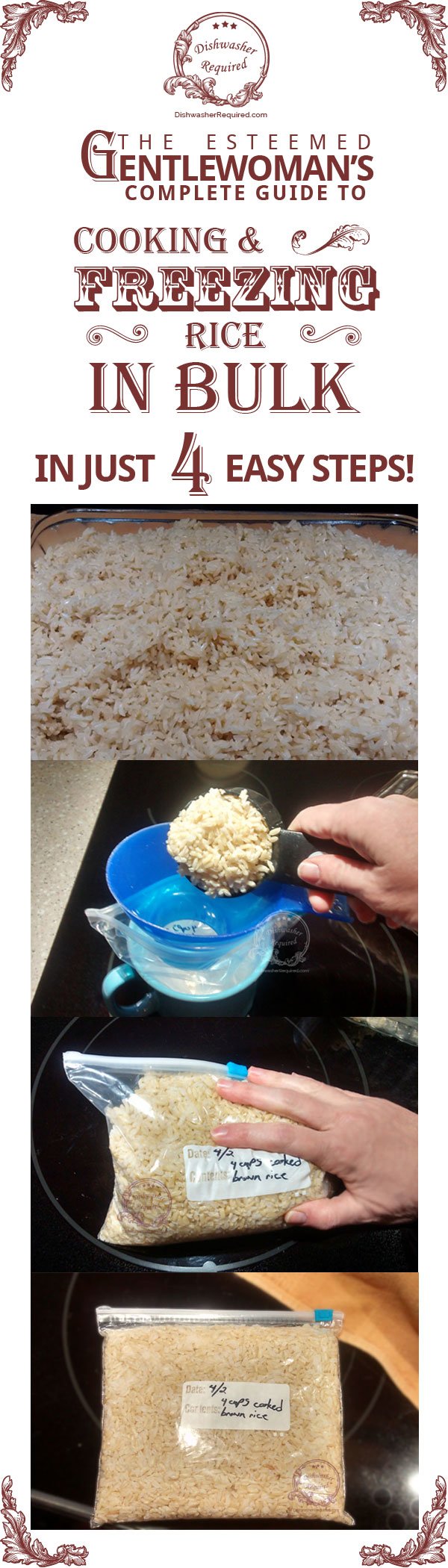 Cooking and freezing rice in bulk