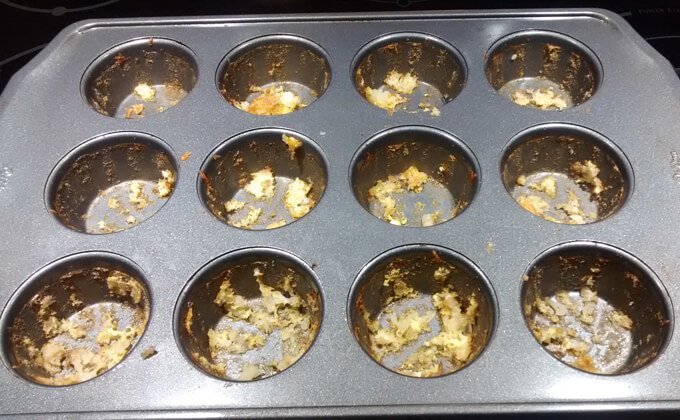 Breakfast casserole muffins - GREASE THE PAN! I had to throw this one out. There was much scrubbing and cursing first. 