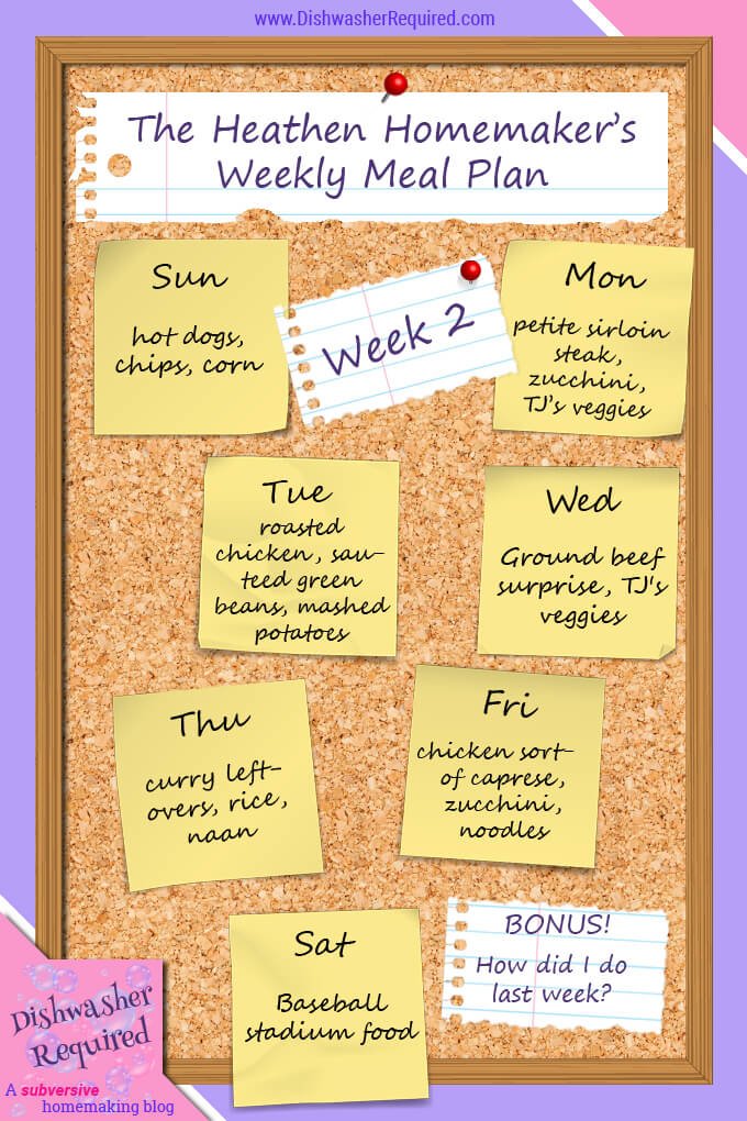 The Heathen Homemaker's Weekly Meal Plan - Week 2